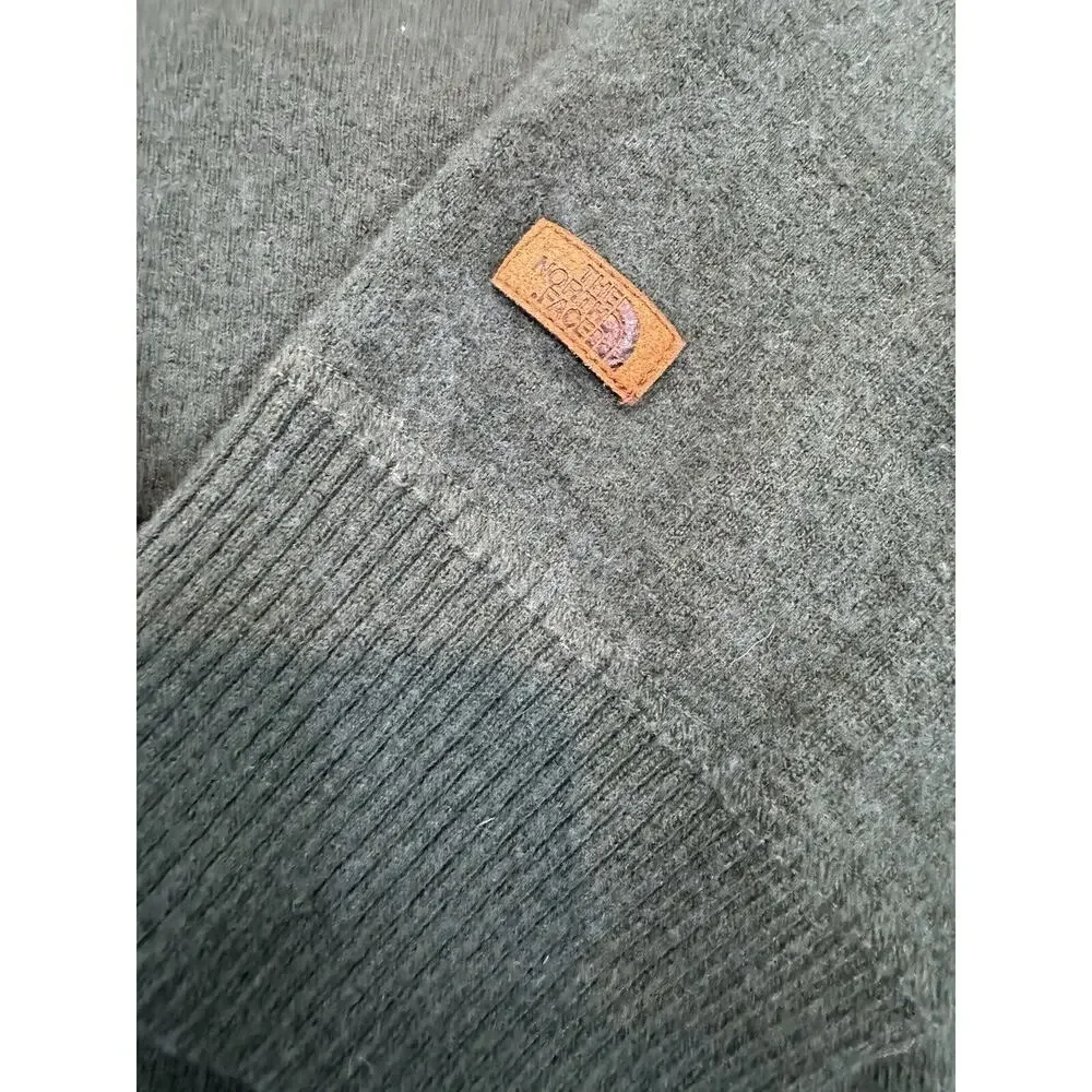 North Face Pull Over Shirt Large Wool Blend VTG Zip Forest Green Blue Label